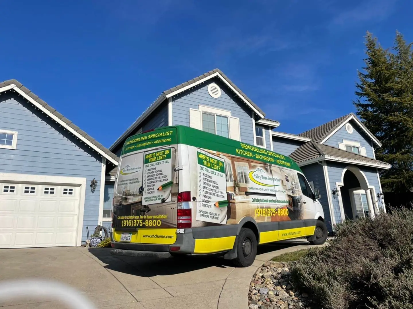 Our branded van parked at a Sacramento home