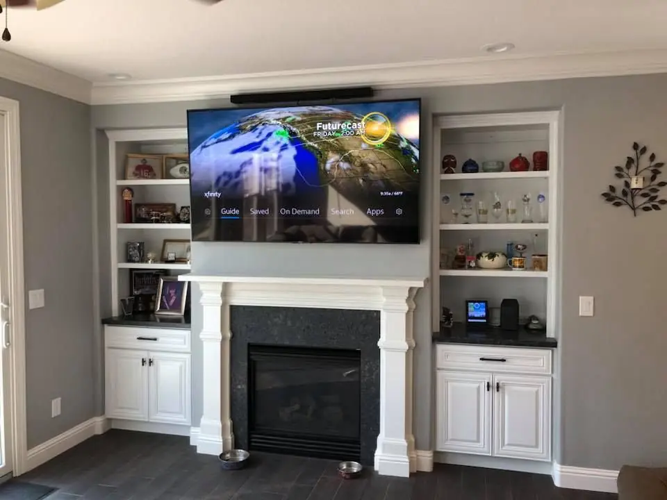 Built-in entertainment center and fireplace, a Valley Home Construction project