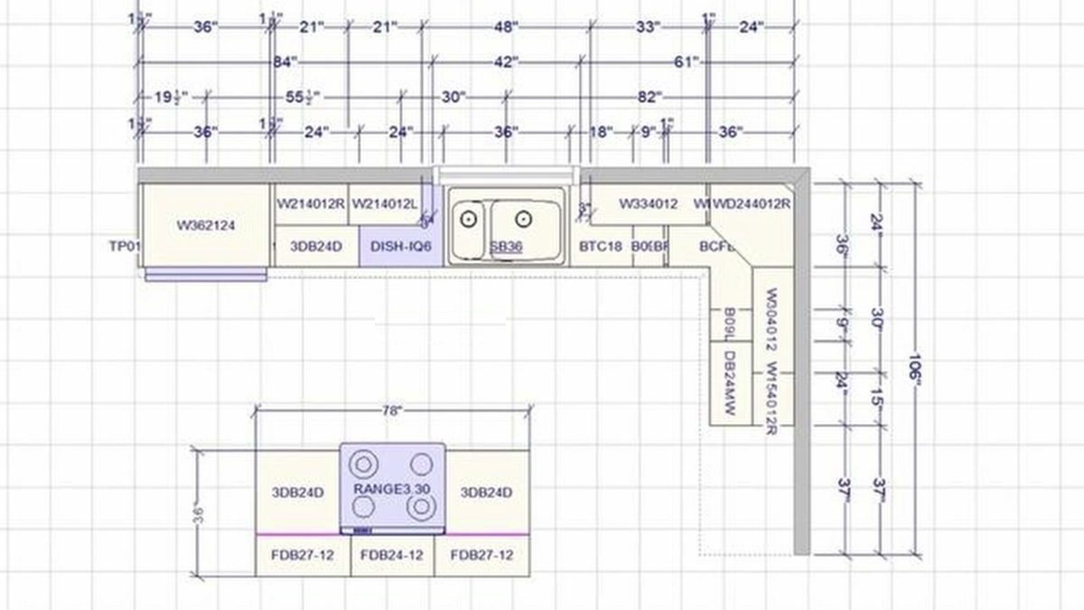 Cabinet layout drawings for a customer’s kitchen remodel